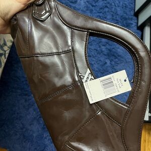 Chic Dark Brown Leather Tote Maxx New York